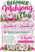 Load image into Gallery viewer, Tuesday, December 15 or December 17-Beginner Mahjong Class at Virginia Made Products
