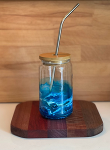 Ocean/Beachy Themed Iced Coffee Glass or Stemless Wine glass