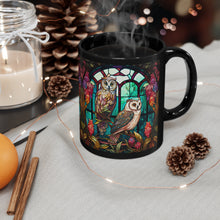 Load image into Gallery viewer, Stained Glass Owl 11oz Black *FREE SHIPPING*
