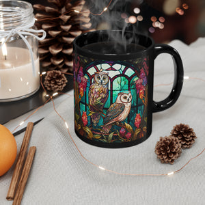 Stained Glass Owl 11oz Black *FREE SHIPPING*