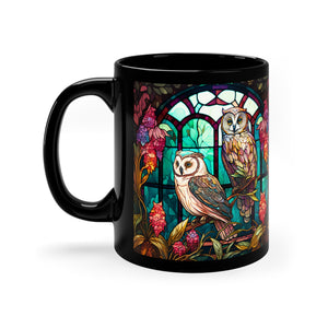 Stained Glass Owl 11oz Black *FREE SHIPPING*