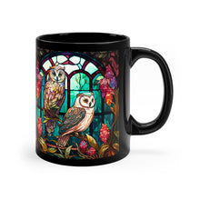 Load image into Gallery viewer, Stained Glass Owl 11oz Black *FREE SHIPPING*
